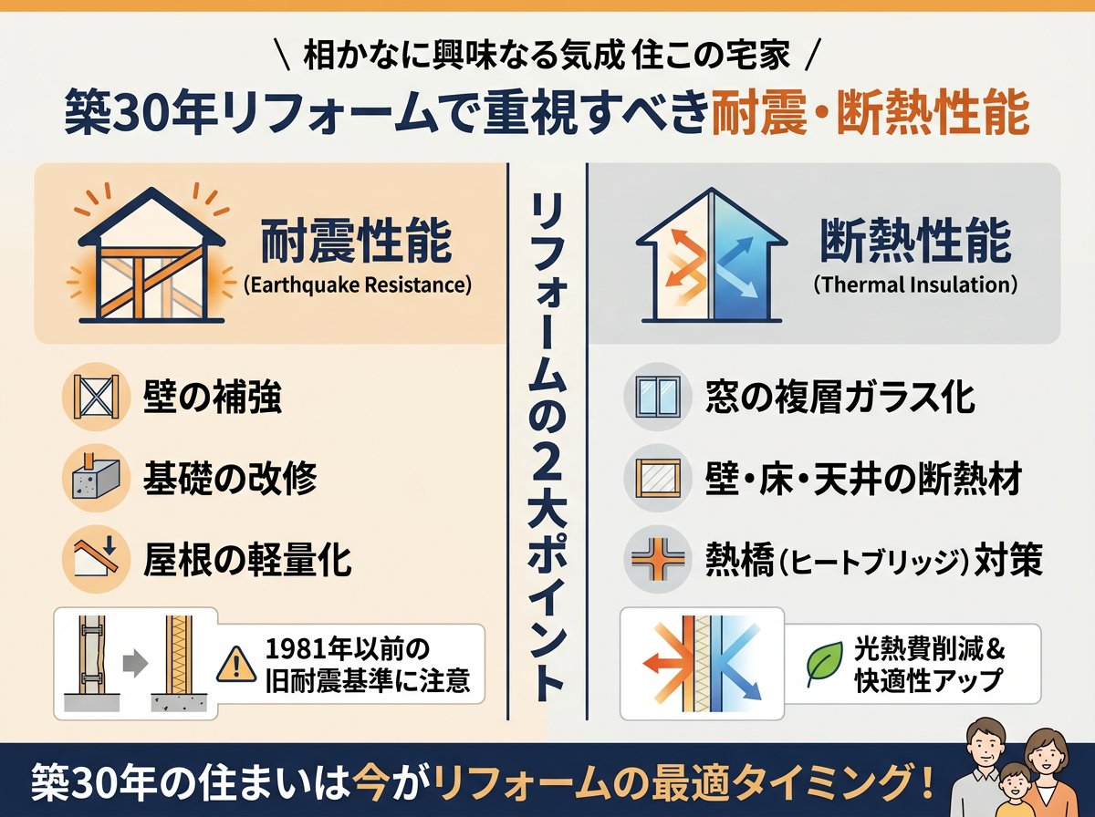 築30年リフォームで重視すべき耐震・断熱性能
