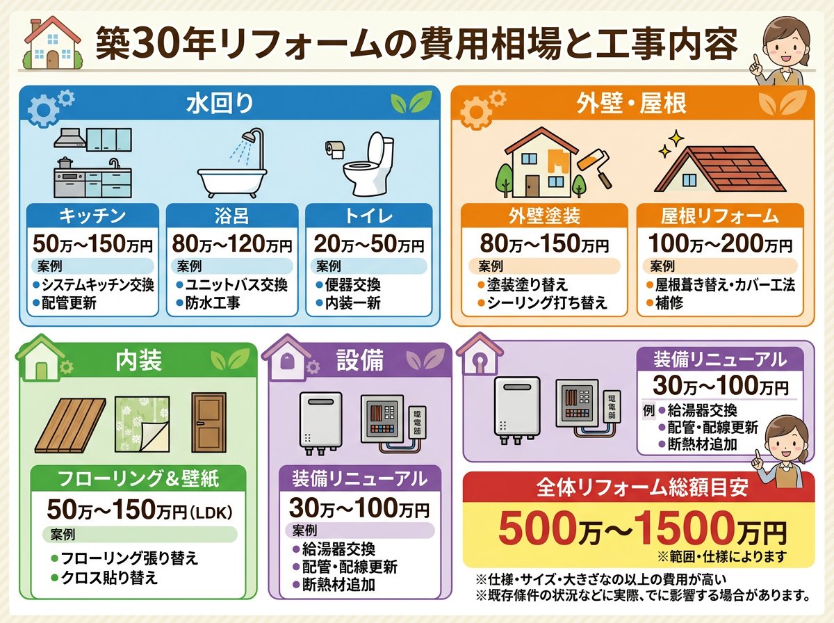 築30年リフォームの費用相場と工事内容