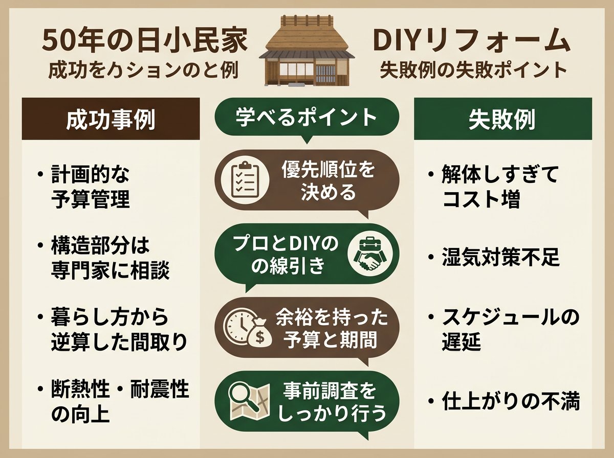 築50年古民家DIYリフォームの成功事例と失敗例から学ぶポイント