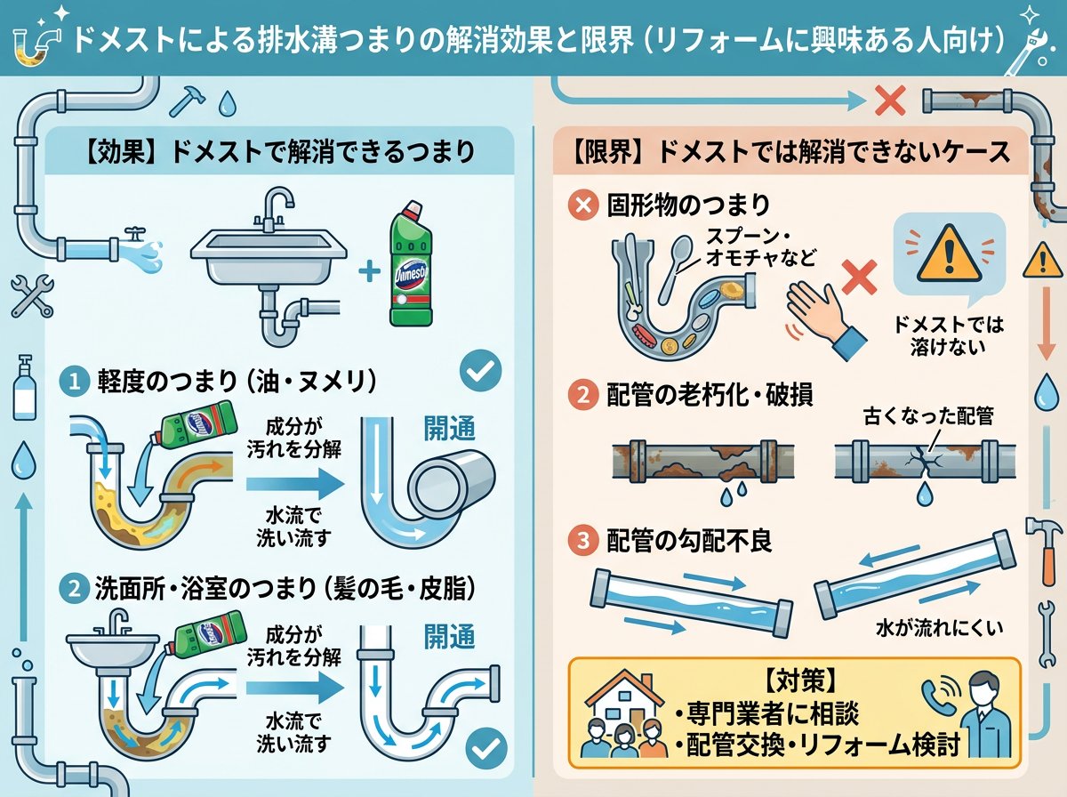 ドメストによる排水溝つまりの解消効果と限界