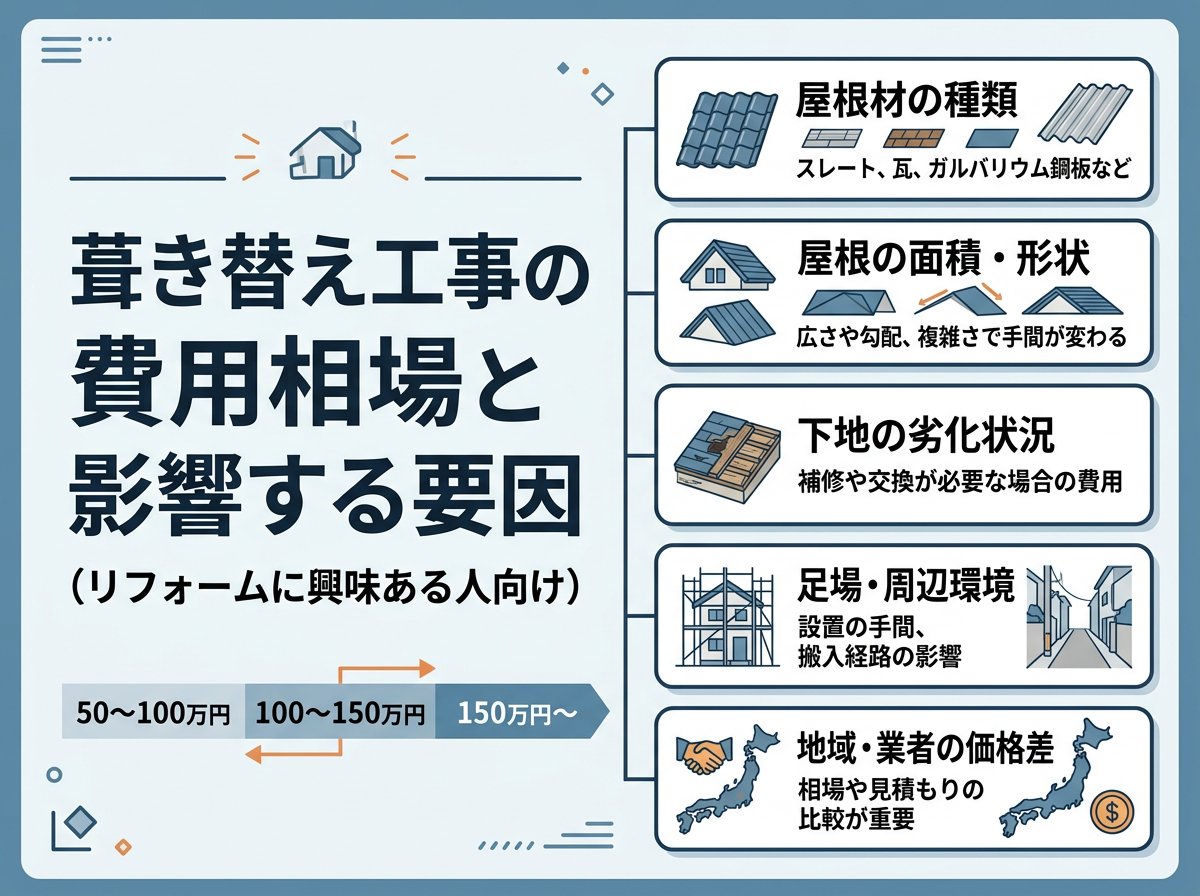 葺き替え工事の費用相場と影響する要因