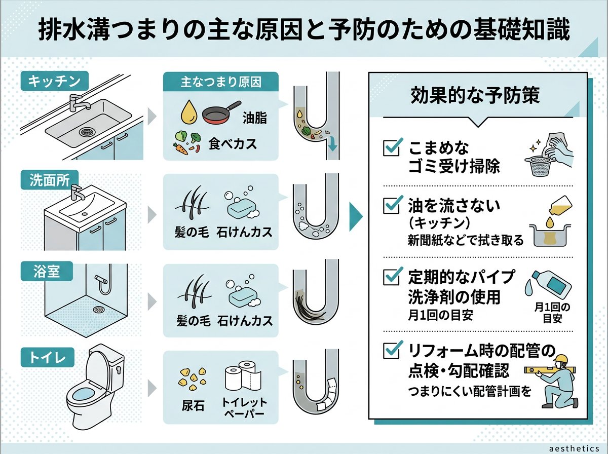排水溝つまりの主な原因と予防のための基礎知識