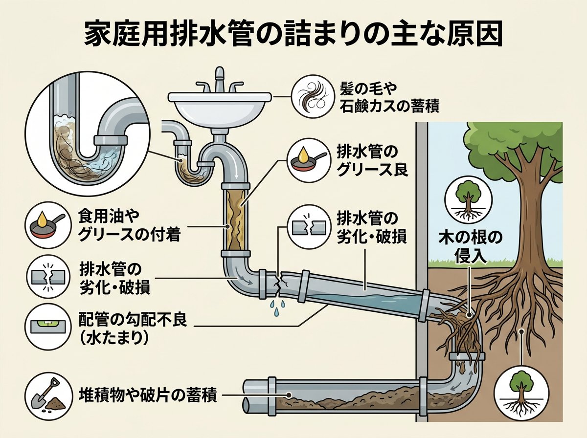 排水溝の水はけが悪くなる主な原因