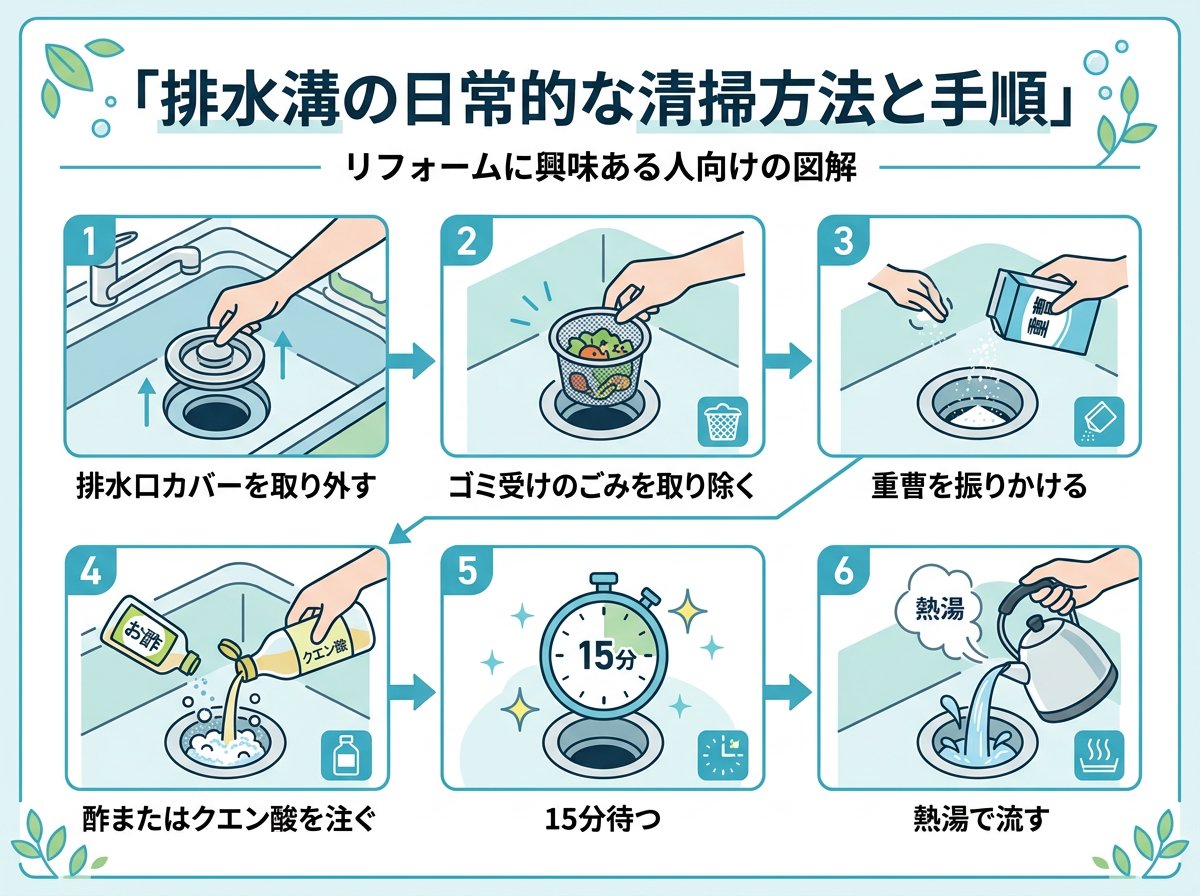 排水溝の日常的な清掃方法と手順