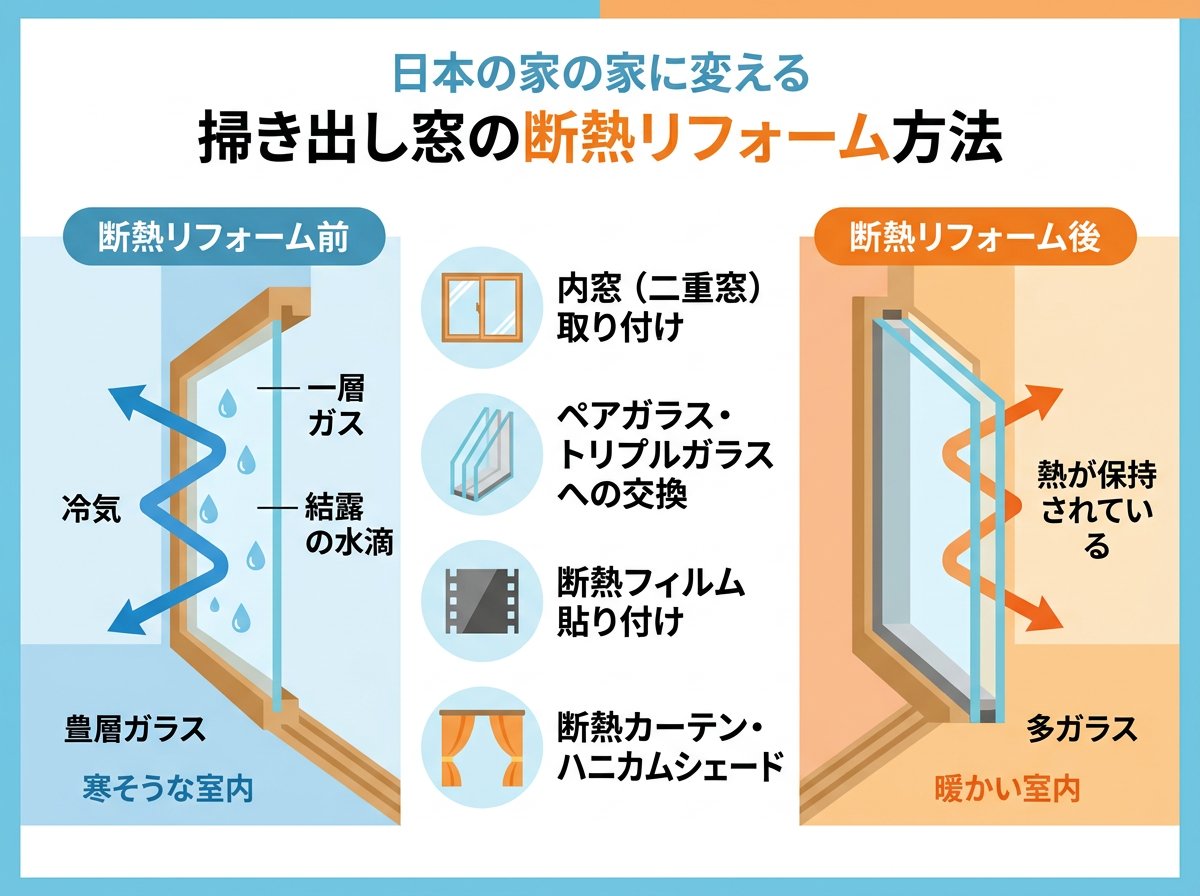 掃き出し窓の断熱性能向上方法
