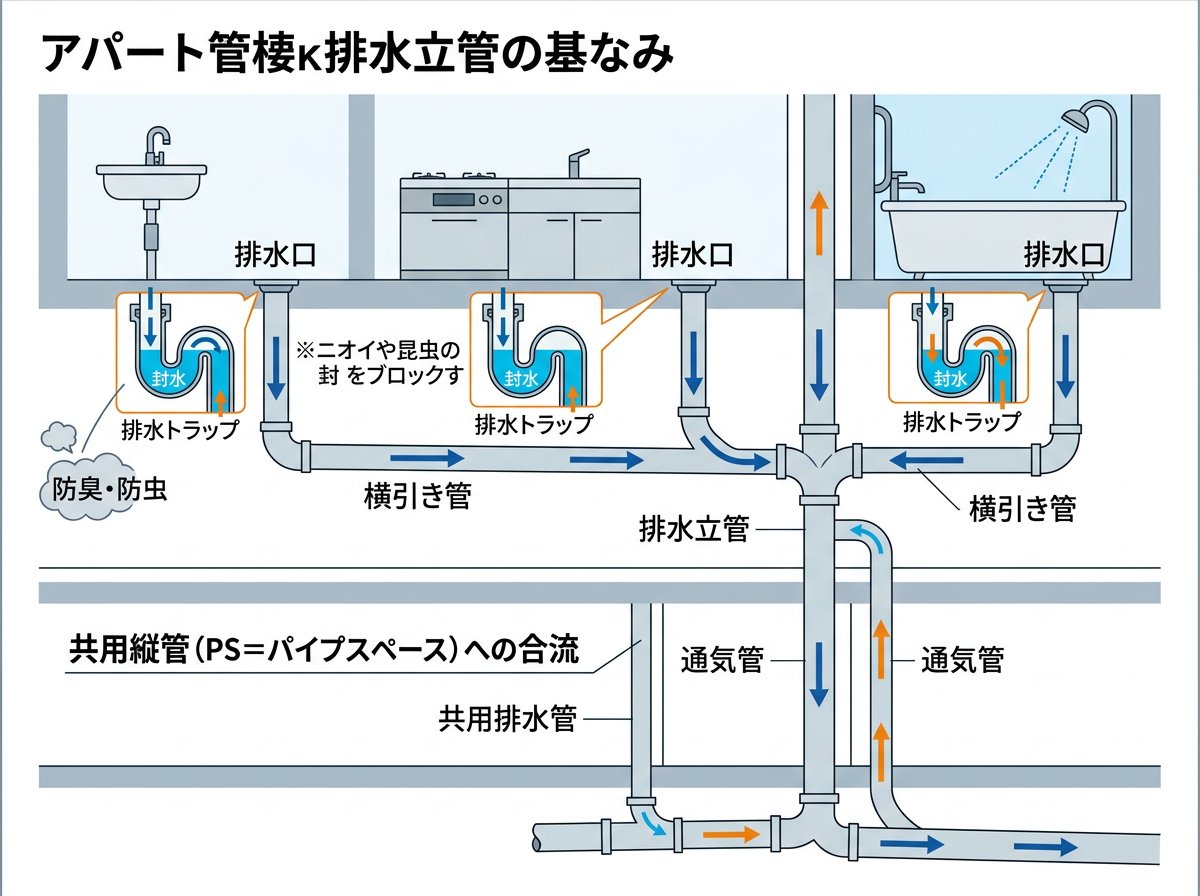 マンション排水溝の基本構造と仕組み