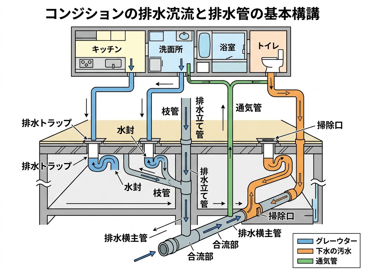 マンション排水溝の基本構造と仕組み