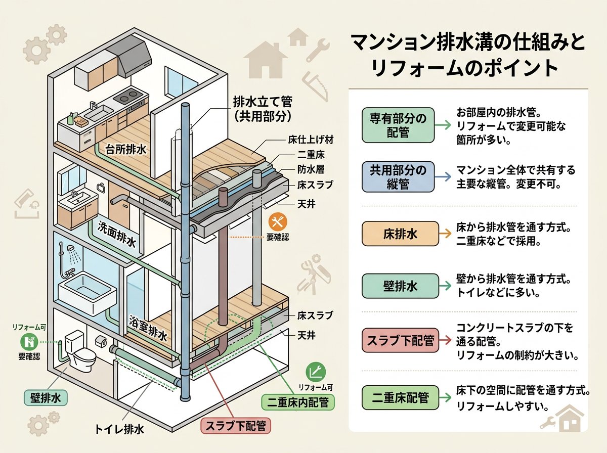 マンションの排水溝構造と特徴
