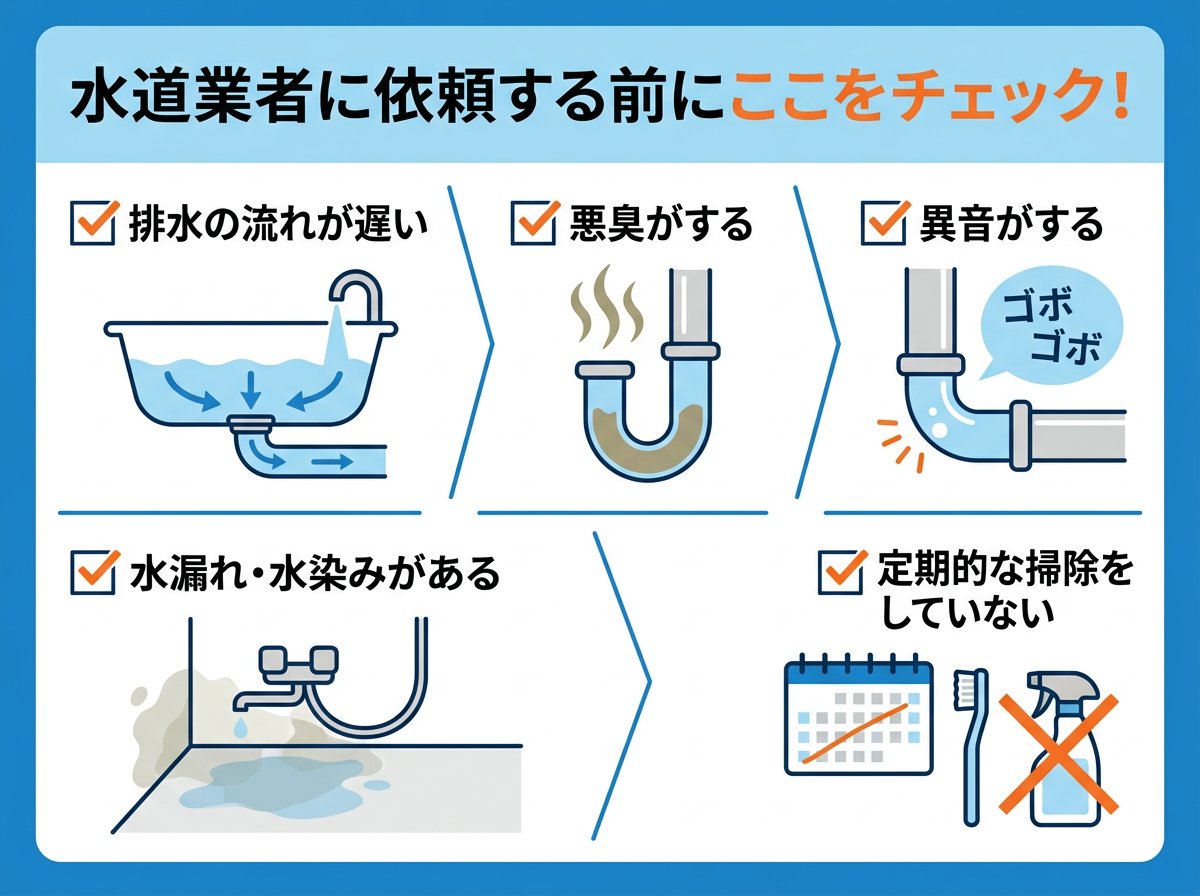 水道業者に依頼する前に確認すべき排水溝の状態