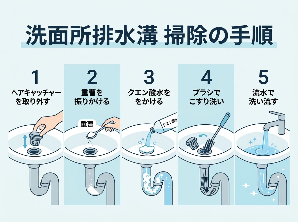 洗面所の排水溝における効果的な掃除方法