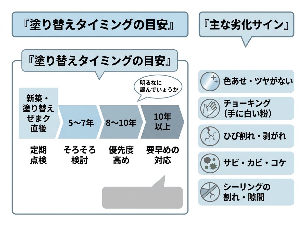 塗装の塗り替えが必要なタイミングと劣化サイン