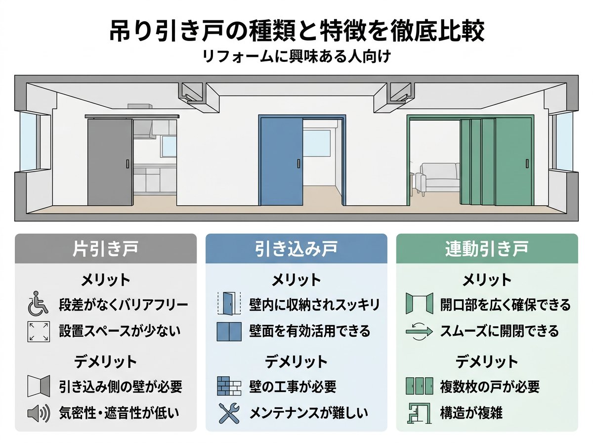 吊り引き戸の種類と特徴を徹底比較