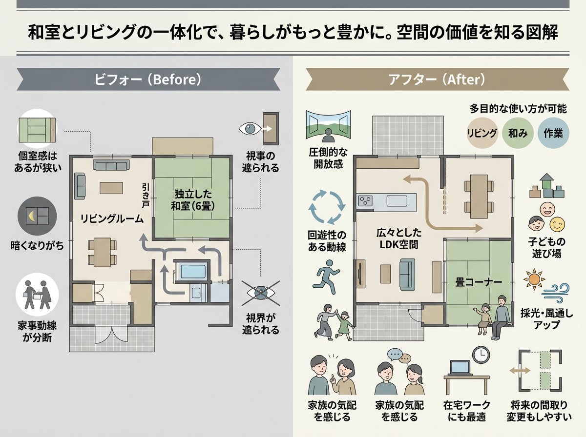 和室とリビングの一体化で得られる空間の価値