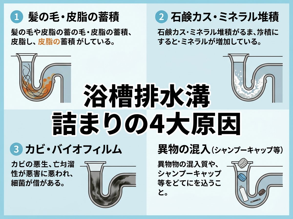 浴槽 排水溝の詰まり原因とは？