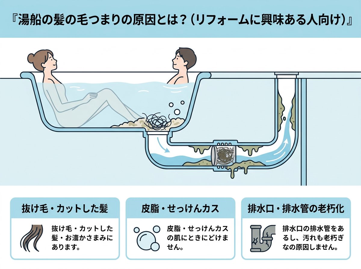 湯船 髪の毛 つまりの原因とは